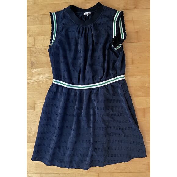VOY TEXTURED STRIPED BAND DRESS Tennis Blue Green L - Picture 3 of 3